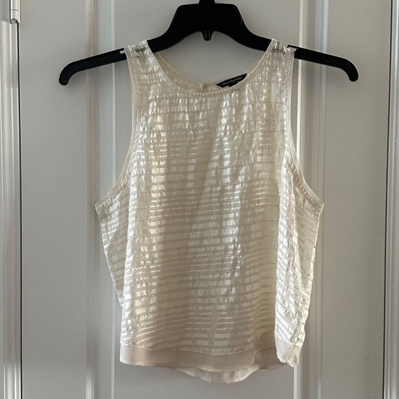 American Eagle Outfitters Womens Ivory Textured Sleeveless Tank Top Size M - Picture 1 of 8